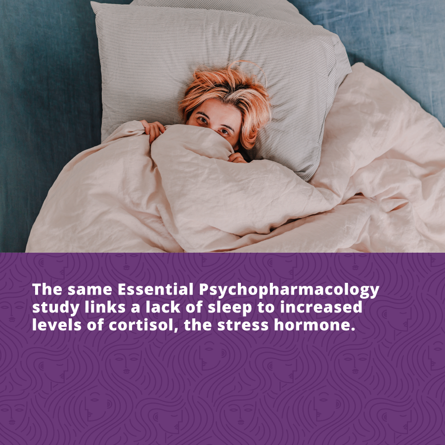 The same Essential Psychopharmacology study links a lack of sleep to increased levels of cortisol, the stress hormone.Lack of sleep is the number one cause of aging