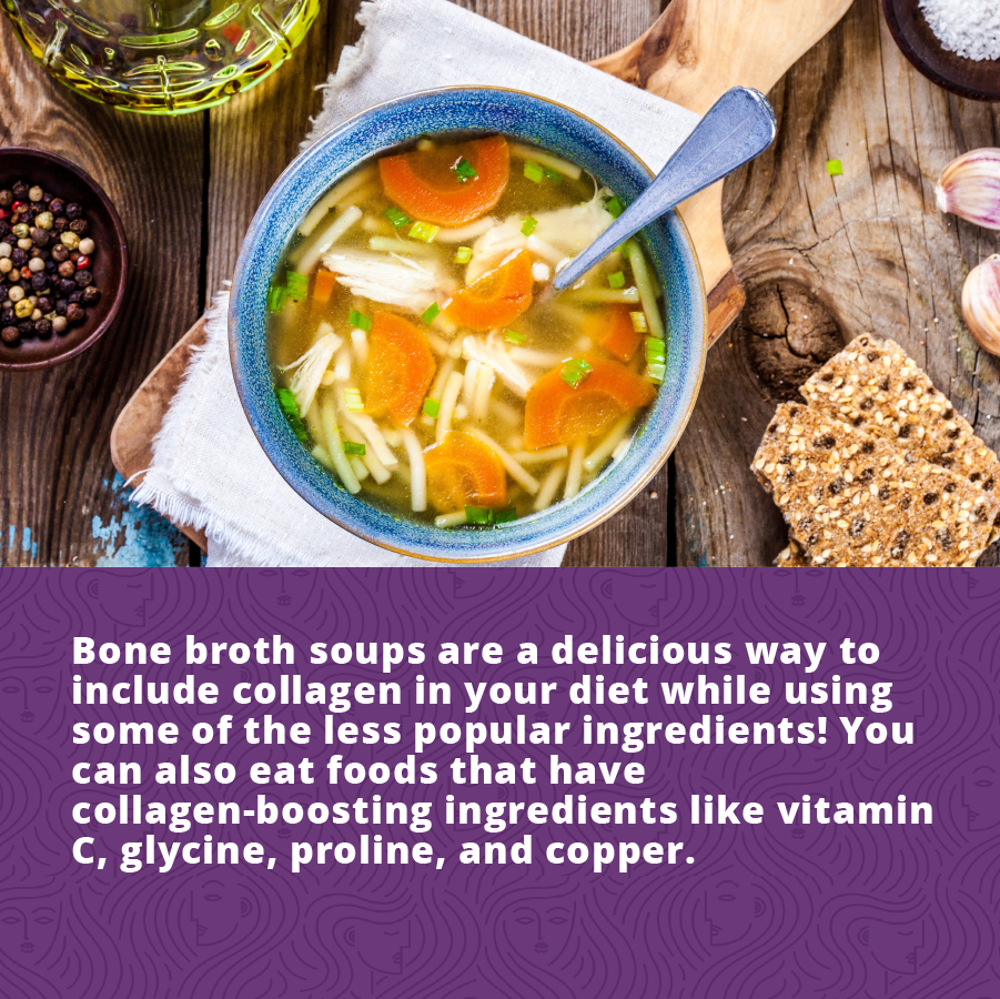 Bone broth soups are a delicious way to include collagen into your diet for your anti-aging routine